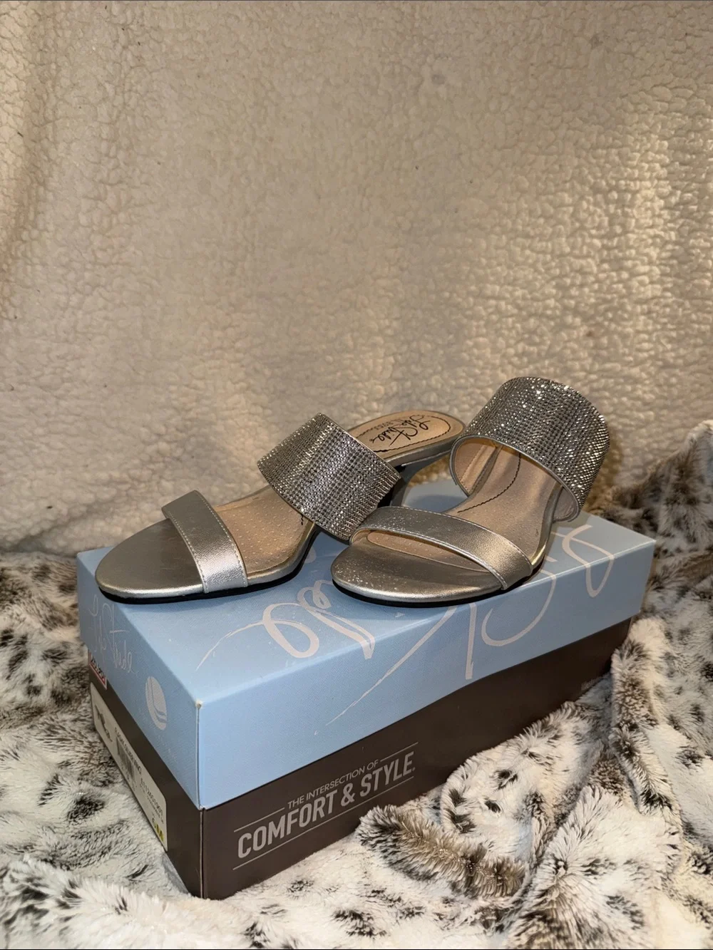 Sparkle Slide Sandal - Silver Women's Mule